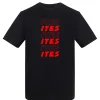 Ites Black T-Shirt Red Print