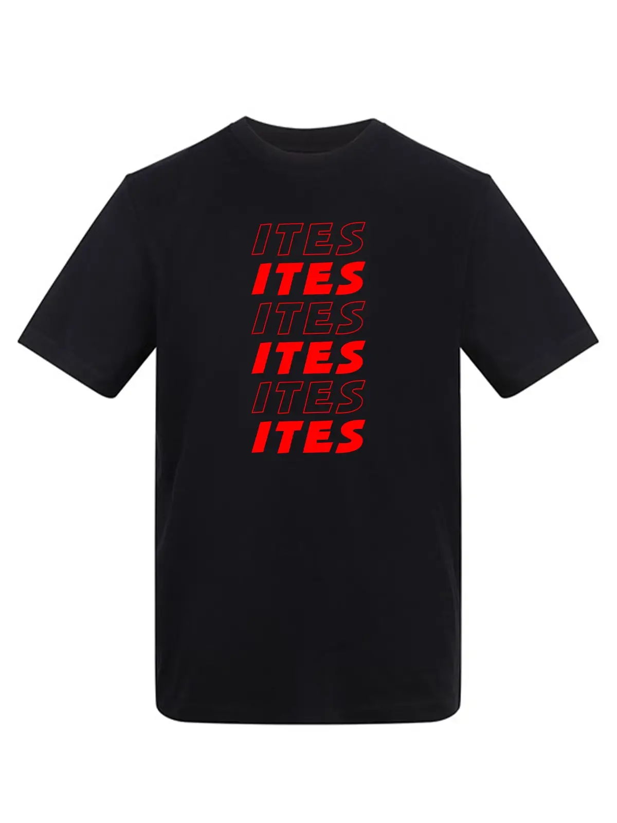 Ites Black T-Shirt Red Print