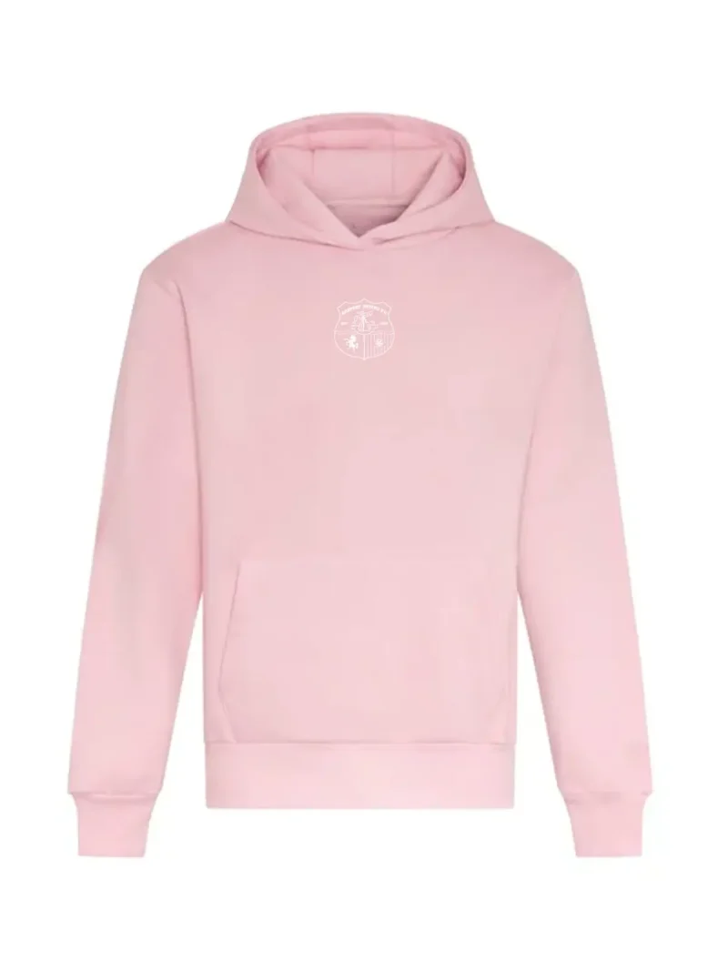 Oversized Heavyweight Baby Pink Hoodie Plain Logo Centre Badge