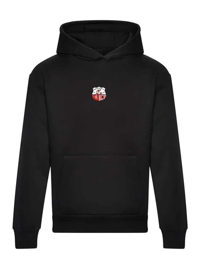 Oversized Heavyweight Black Hoodie Centre Badge