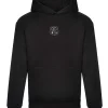 Oversized Heavyweight Black Hoodie Plain Logo Centre Badge