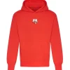 Oversized Heavyweight Red Hoodie Centre Badge