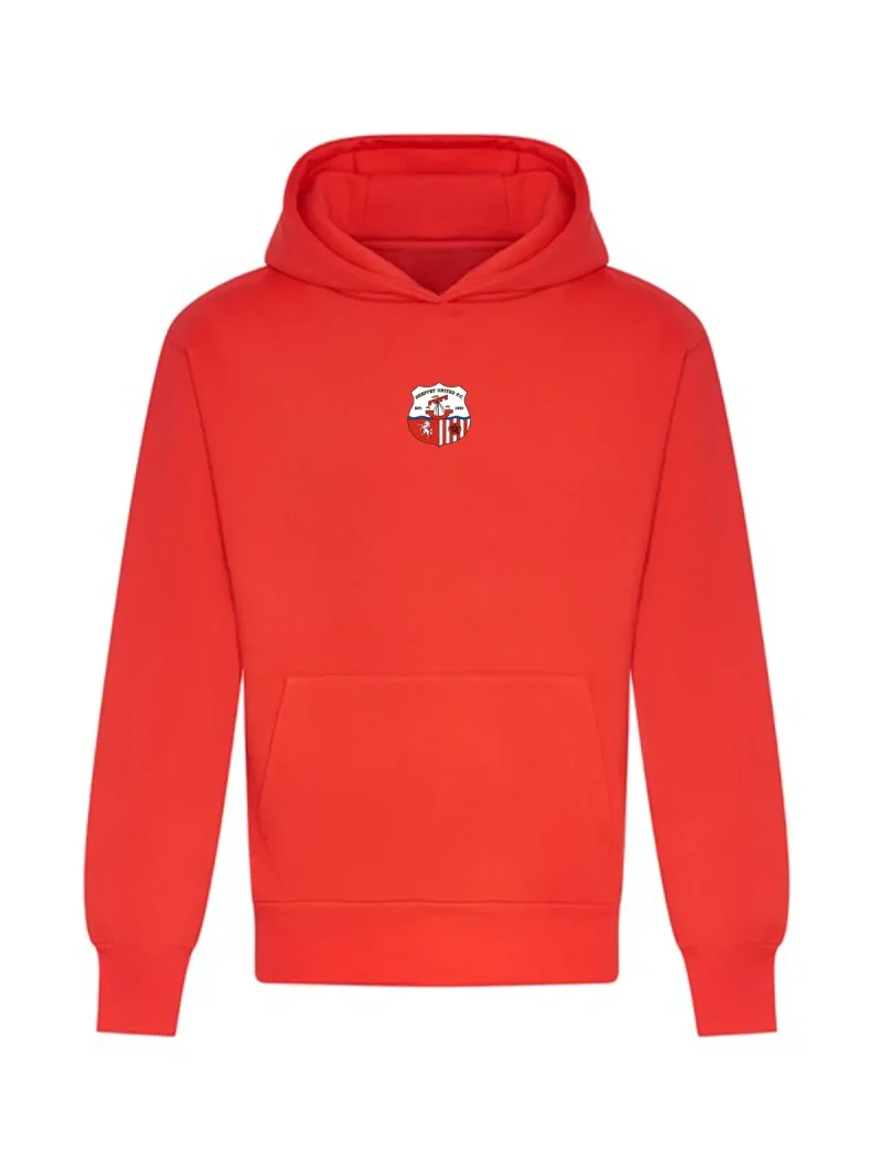 Oversized Heavyweight Red Hoodie Centre Badge