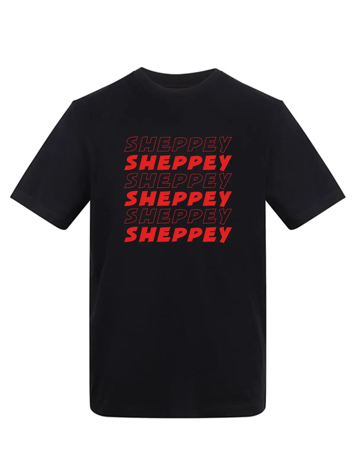 Sheppey Black T-Shirt Red Print