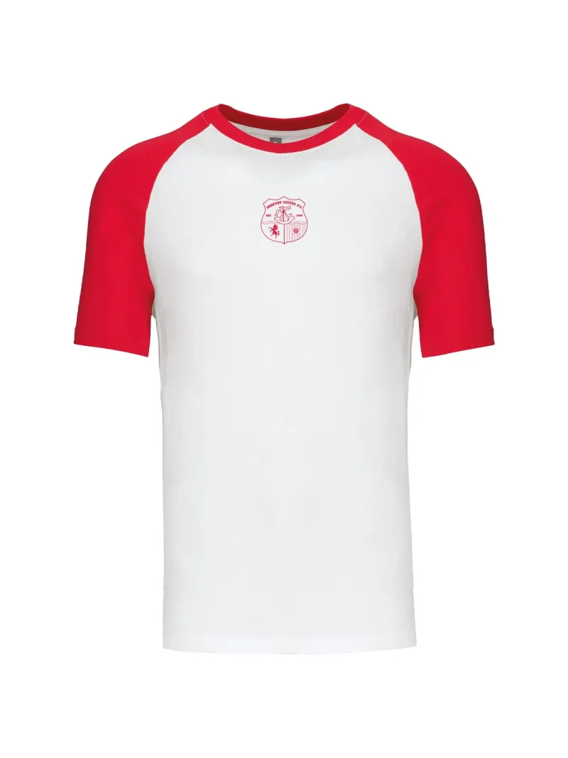 Sheppey United Crest White Red Baseball T-Shirt